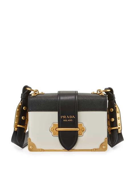 prada shoulder leather white|Prada black leather shoulder bag.